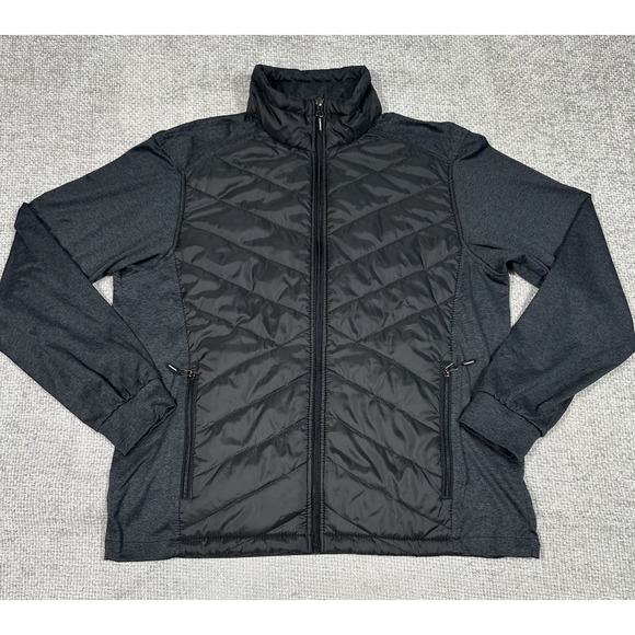 New Balance Jacket Mens Medium Gray Quilted Hybrid Full Zip Athletic Lightweight - Picture 1 of 11